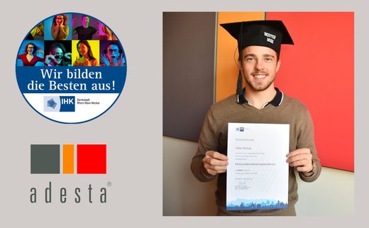 Viktor, als bester Personaldienstleistungskaufmann mit einer Urkunde durch die IHK Darmstadt Rhein Main Neckar ausgezeichnet.